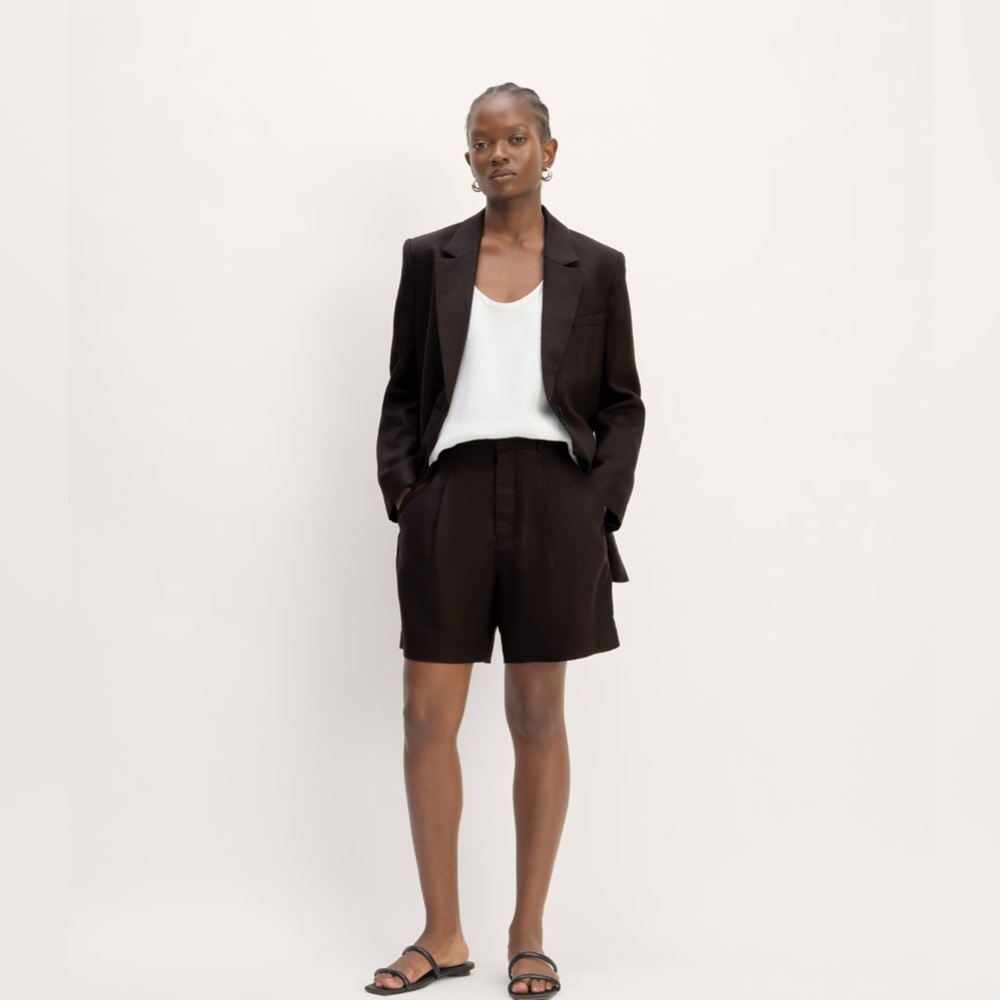 NWT Everlane The Linen Way-High Drape Short in Black 8